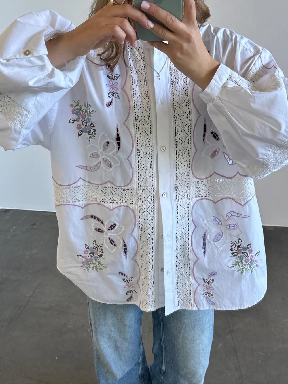 New Sissel Edelbo Sada white embroidered oversized shirt